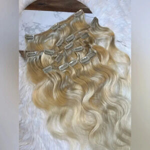 18 Inch Human hair Light Blonde Clip in extensions